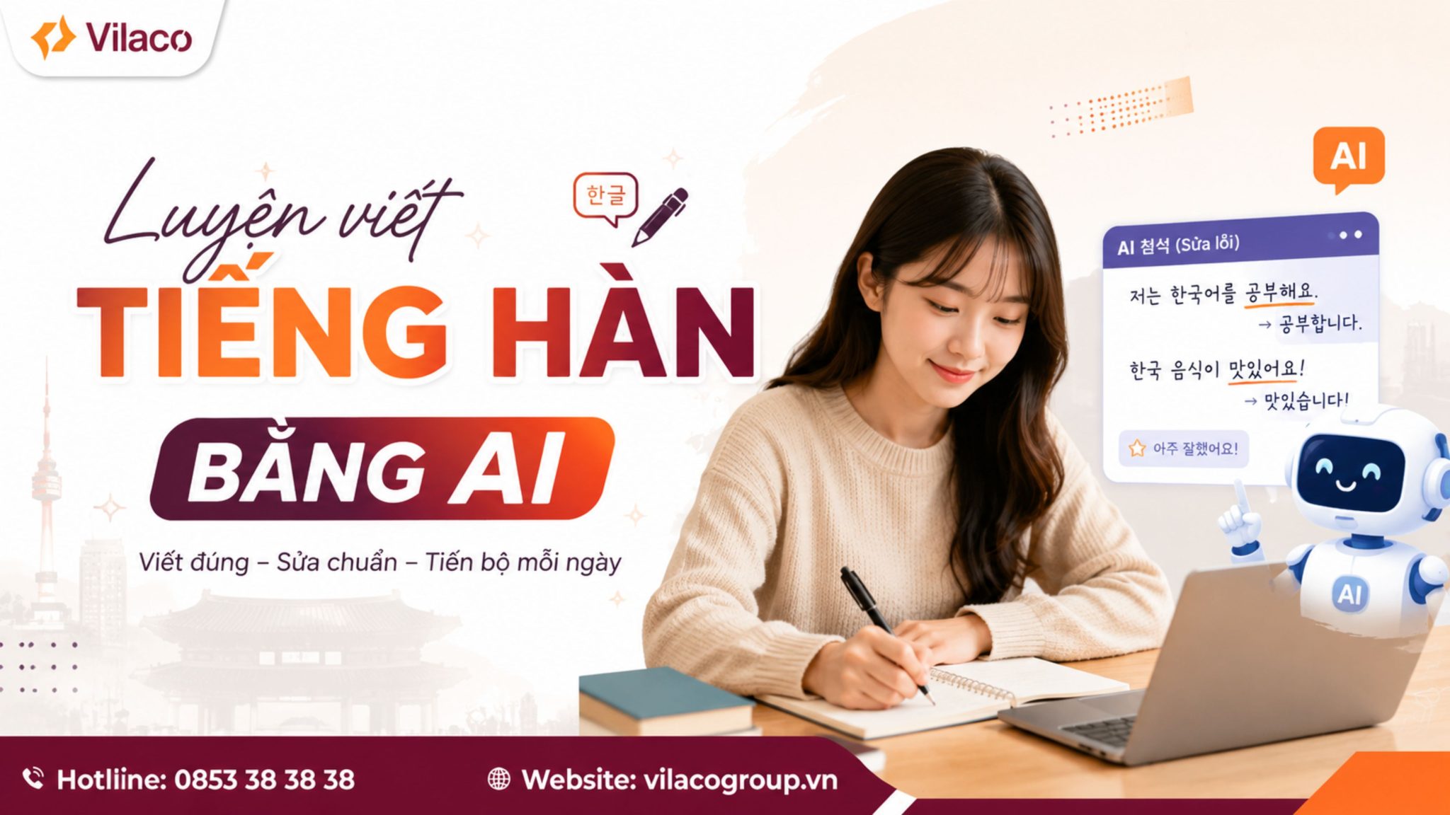 Luyện viết tiếng Hàn bằng AI
