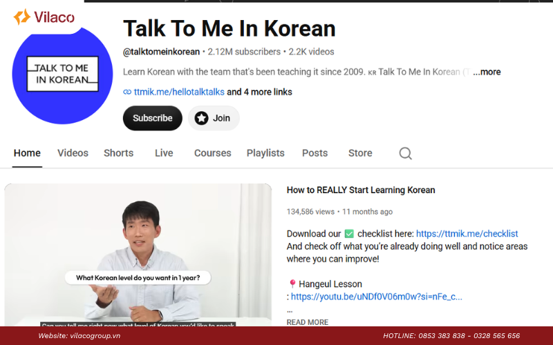 tự học tiếng Hàn qua Youtube
