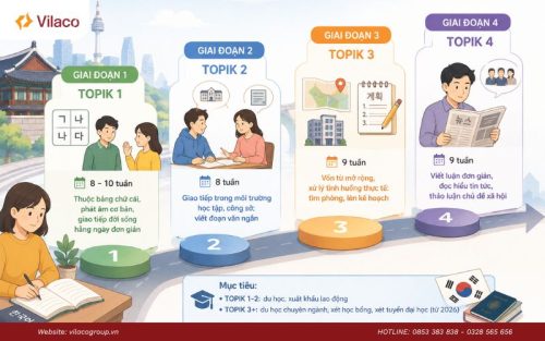 Khám phá lộ trình học rõ ràng theo từng cấp độ TOPIK và mục tiêu cụ thể